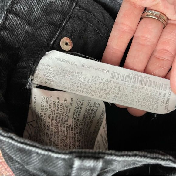 Trendy Zara wide leg cropped Black Distressed Jeans 100% cotton size 10 - Picture 8 of 11